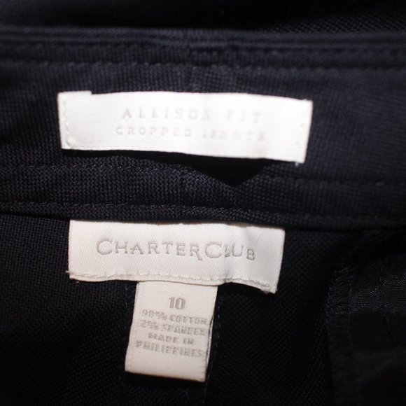 Charter Club Alison Fit Cropped Pant Button Hem NWT Navy Size 10 - Picture 11 of 13